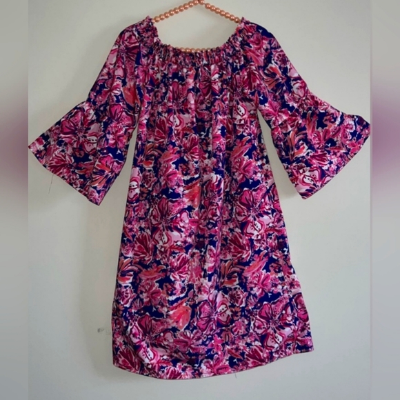 Charlie Paige Tropical Off Shoulder Dress Polyester L/XL - Picture 1 of 6